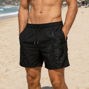 Hugo Boss Men’s Black Swim Trunks Size Medium Mesh Lined Designer Swim Shorts
